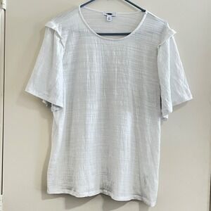 Nine West XXLarge Flutter Sleeve Textured‎ Top Minimalist Office Summer Capsule